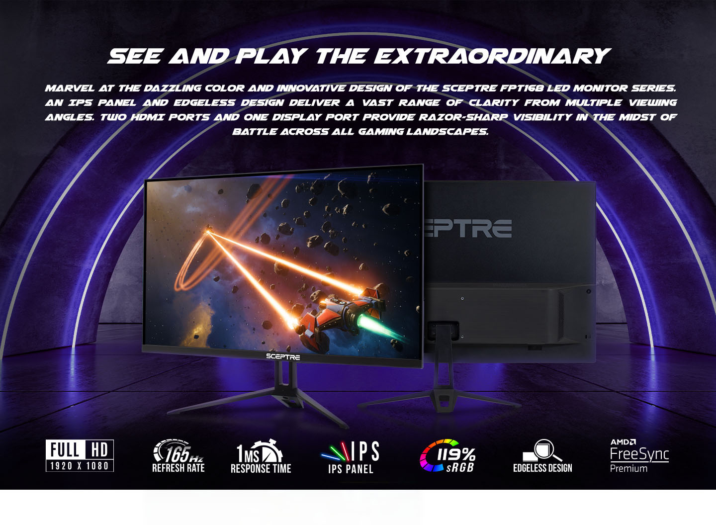 Ripley - SCEPTRE IPS 27 PULGADAS GAMING LED MONITOR HASTA 165HZ