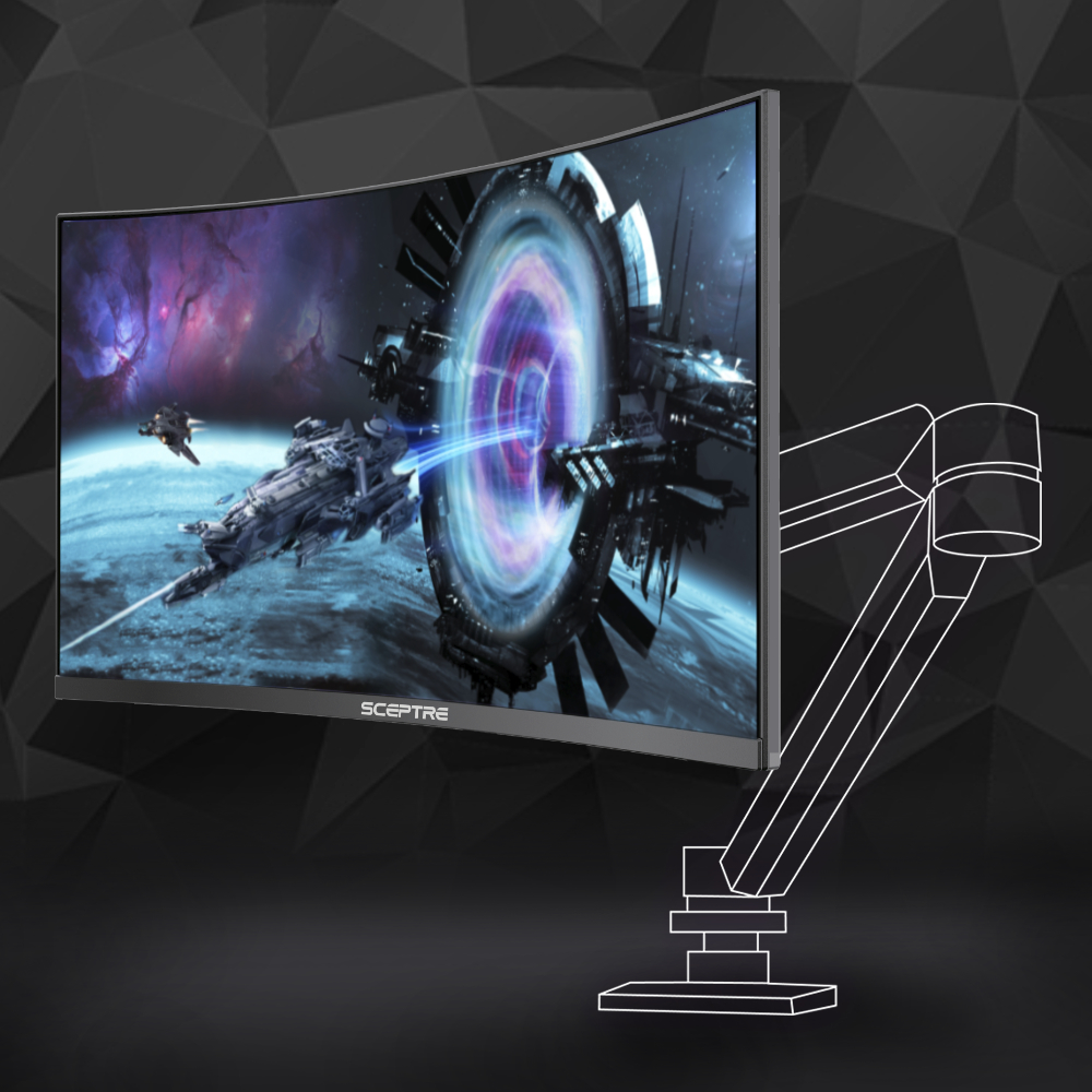 Sceptre 27-inch Curved Gaming Monitor up to 240Hz DisplayPort HDMI 1ms 99%  sRGB Build-in Speakers, R1500 Machine Black 2023 (C275B-FWT240)